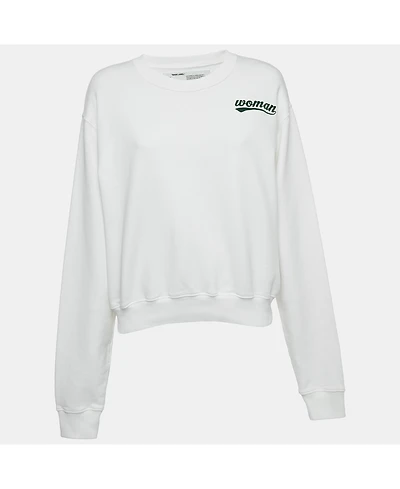 Pre-Owned Off-White Women's White Logo Embroidered Cotton Hoodie