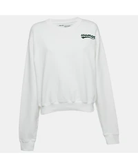 Pre-Owned Off-White Women's White Logo Embroidered Cotton Hoodie