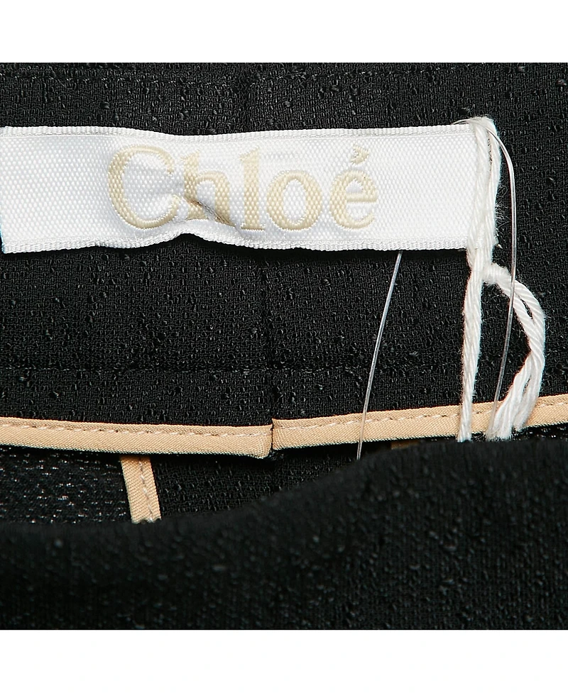 Pre-Owned Chloe Women's Black Textured Crepe Pleats Detail Trousers