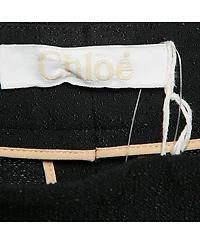 Pre-Owned Chloe Women's Black Textured Crepe Pleats Detail Trousers