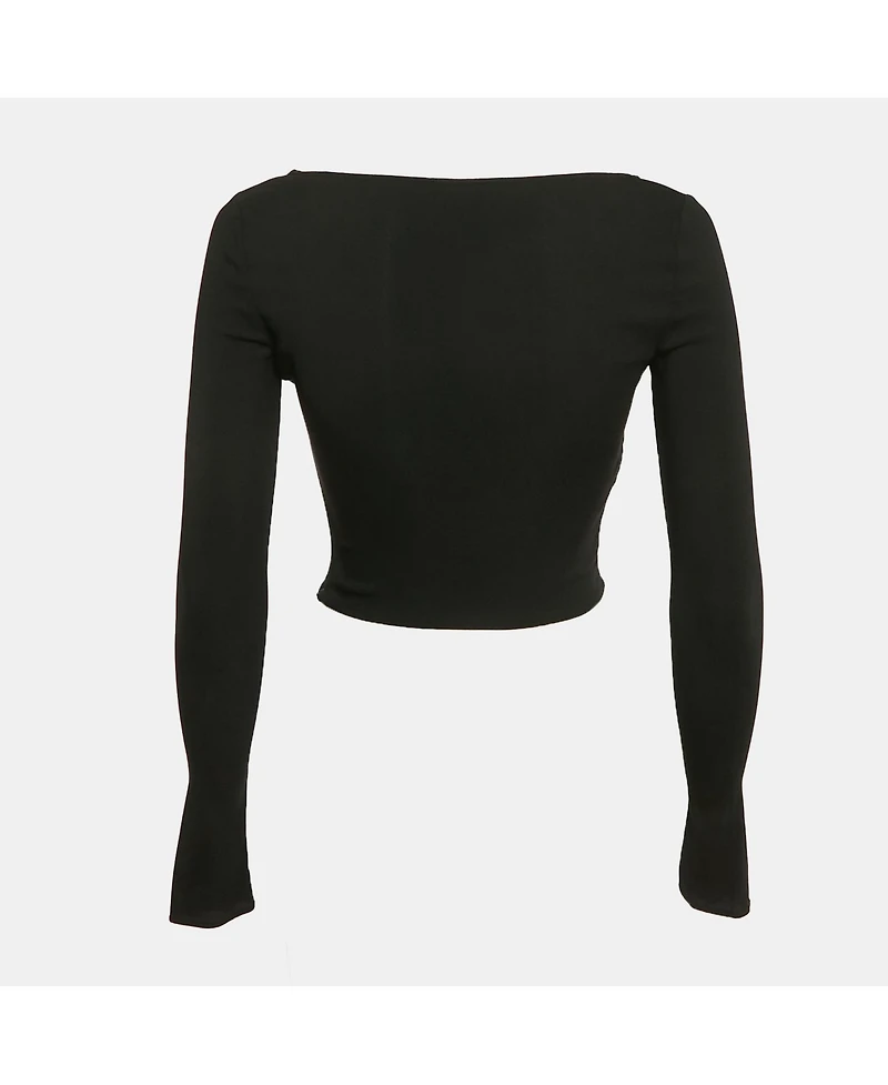 Pre-Owned Versace Women's Black Jersey Long Sleeve Crop Top