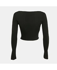 Pre-Owned Versace Women's Black Jersey Long Sleeve Crop Top