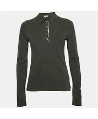 Pre-Owned Burberry Women's Grey Cotton Long Sleeve Polo T-Shirt