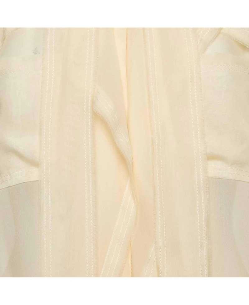 Pre-Owned Burberry Women's Beige Silk Raw Edge Detail Shirt