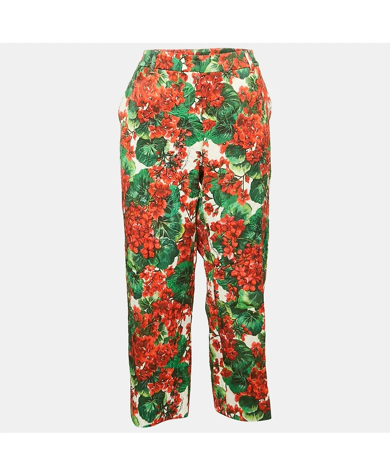 Pre-Owned Dolce & Gabbana Women's Cotton Blend Multicolor Floral Print Capri Pants
