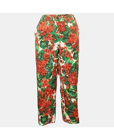 Pre-Owned Dolce & Gabbana Women's Cotton Blend Multicolor Floral Print Capri Pants