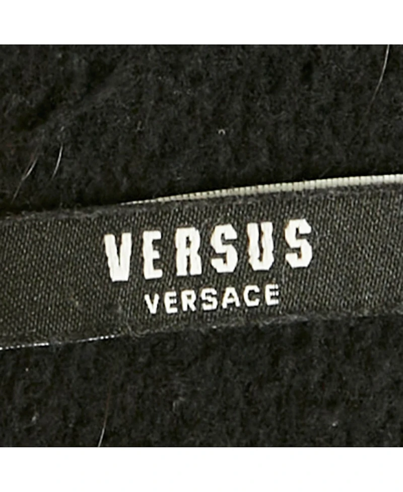 Pre-Owned Versace Women's Pre-Owned Versus Versace Black Striped Cotton Knit Applique Detail Sweatshirt