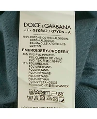 Pre-Owned Dolce & Gabbana Men's Blue Cotton Logo Badge Detail Crew Neck T-Shirt