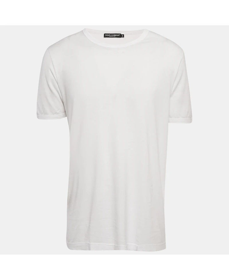 Pre-Owned Dolce & Gabbana Men's White Jersey Crewneck T-Shirt