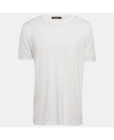 Pre-Owned Dolce & Gabbana Men's White Jersey Crewneck T-Shirt
