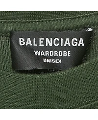Pre-Owned Balenciaga Men's Olive Green Logo Embroidered Cotton T-Shirt