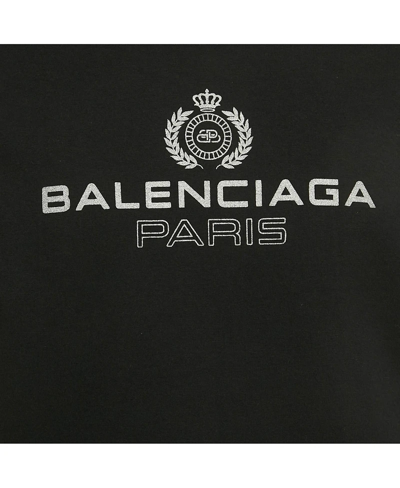 Pre-Owned Balenciaga Men's Black Logo Print Cotton Crewneck T-Shirt