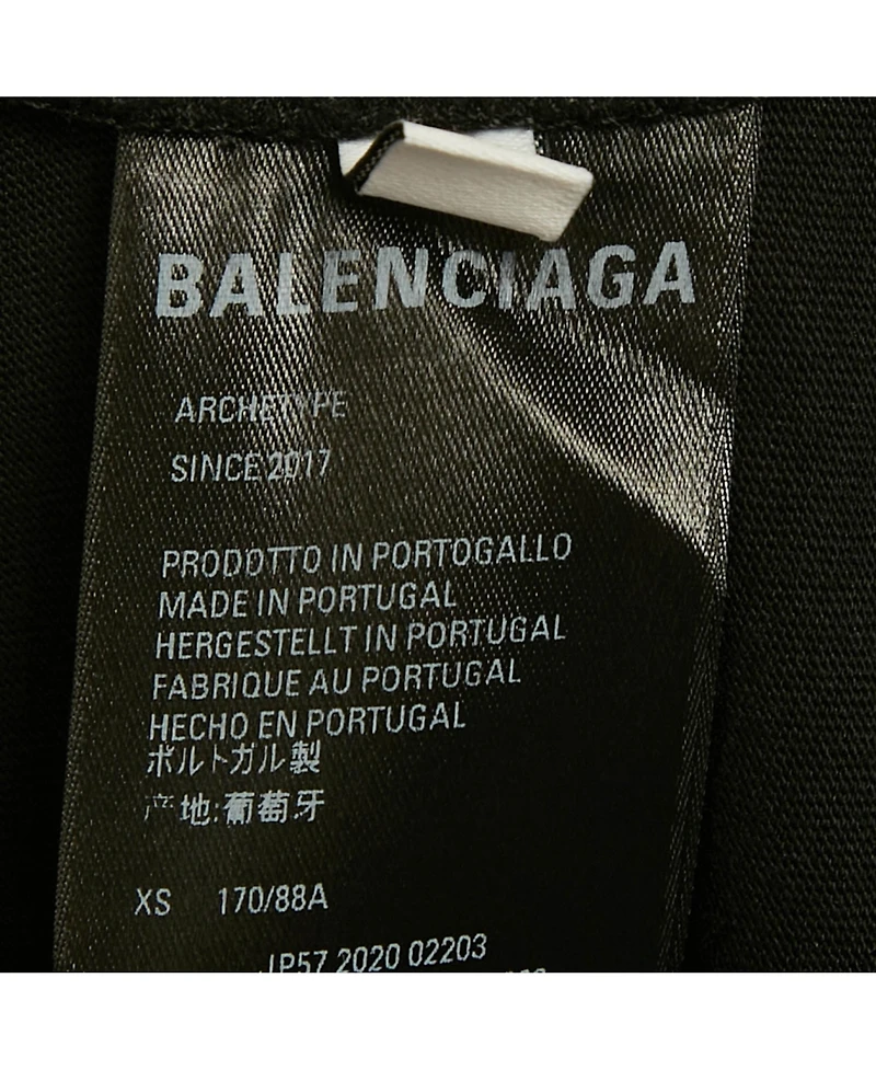 Pre-Owned Balenciaga Men's Black Logo Print Cotton Crewneck T-Shirt
