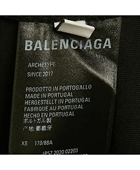 Pre-Owned Balenciaga Men's Black Logo Print Cotton Crewneck T-Shirt