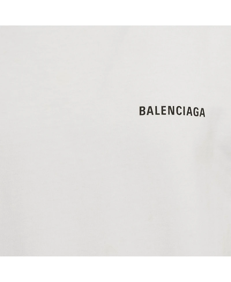 Pre-Owned Balenciaga Men's White Logo Embroidered Cotton T-Shirt