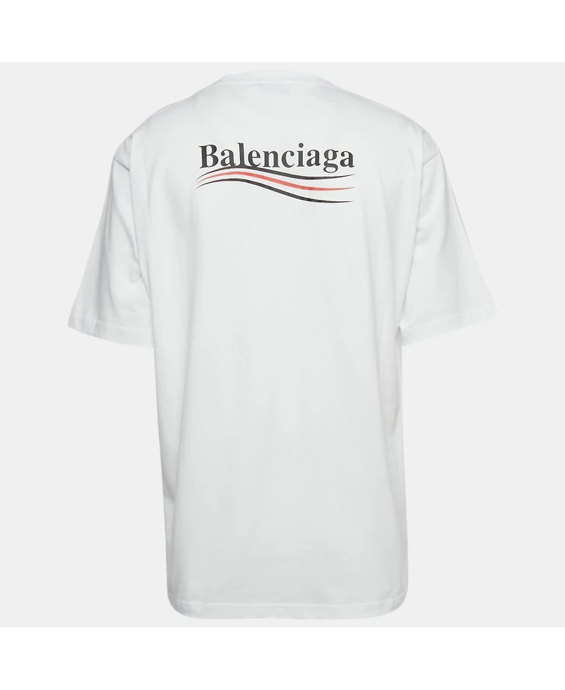 Pre-Owned Balenciaga Men's Unisex White Political Campaign Print Cotton T-Shirt
