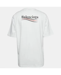 Pre-Owned Balenciaga Men's Unisex White Political Campaign Print Cotton T-Shirt