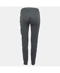 Pre-Owned Versace Women's Pre-Owned Versus Versace Grey Cotton Zip Detail Logo Tape Trimmed Joggers