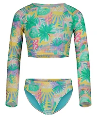 Roxy Girls' 7-16 Swimsuit Printed Rash Guard and Bottom, 2-Piece Set
