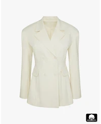 WeWoreWhat Women's Double Breasted Cinched Waist Blazer