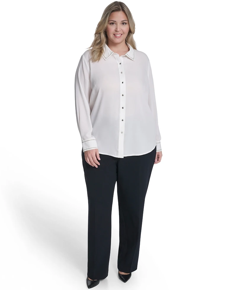 Calvin Klein Plus Long-Sleeve Button-Down Top