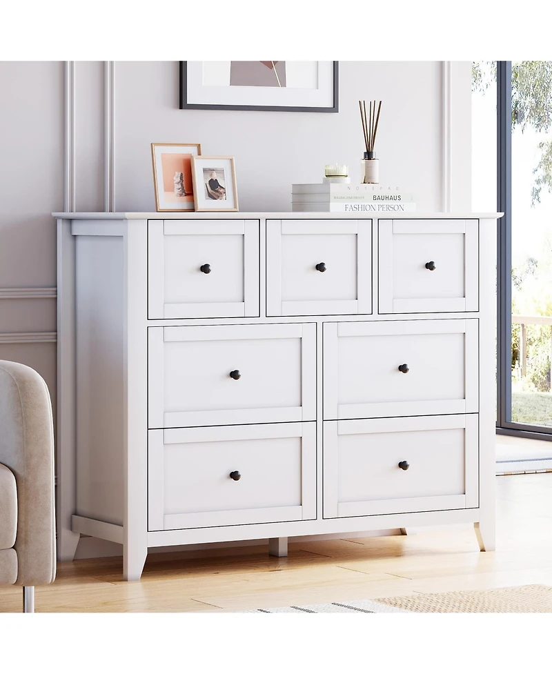 gaomon 7 Drawers Dresser for Bedroom, Farmhouse Wood Dressers & Chest of Drawers for Clothes