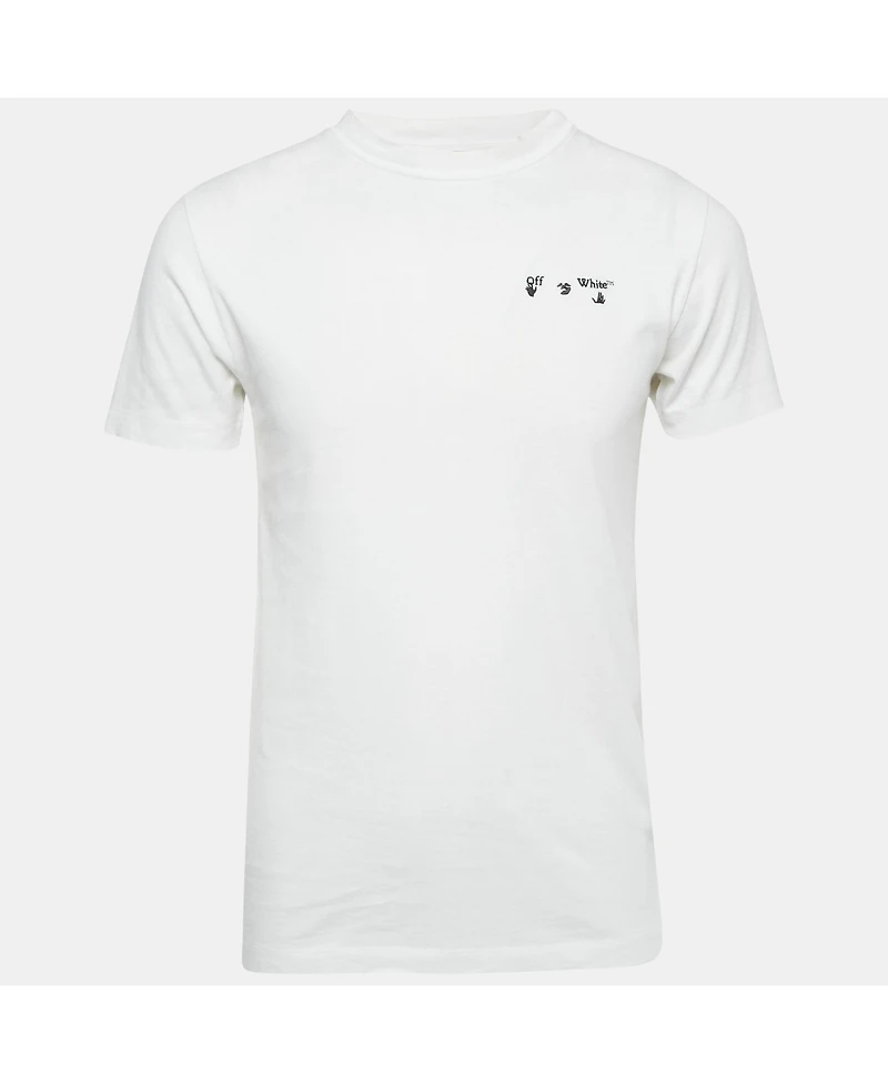 Pre-Owned Off-White Men's White Logo Embroidered Jersey T-Shirt