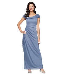 Alex Evenings Women's Glittered Ruched Gown