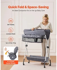 Slickblue Foldable Baby Changing Table with Wheels and Side Basket