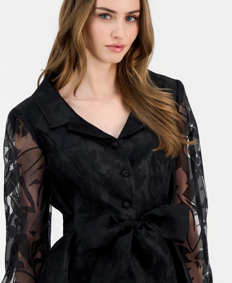Alex Evenings Women's Organza Collared Blouse
