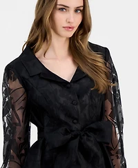 Alex Evenings Women's Organza Collared Blouse