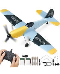 Mecale Rc Plane, 2.4GHz 3-Channel Fighter Airplane with 6-Axis Gyro, 2 Batteries, Ready-to-Fly Glider for Adults & Kids Beginners