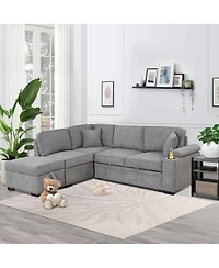 Boyel Living 84.75" Sleeper sofa Bed,2 1 Pull Out bed L Shape Couch with Storage Ottoman for Room,Bedroom and Small Apartment