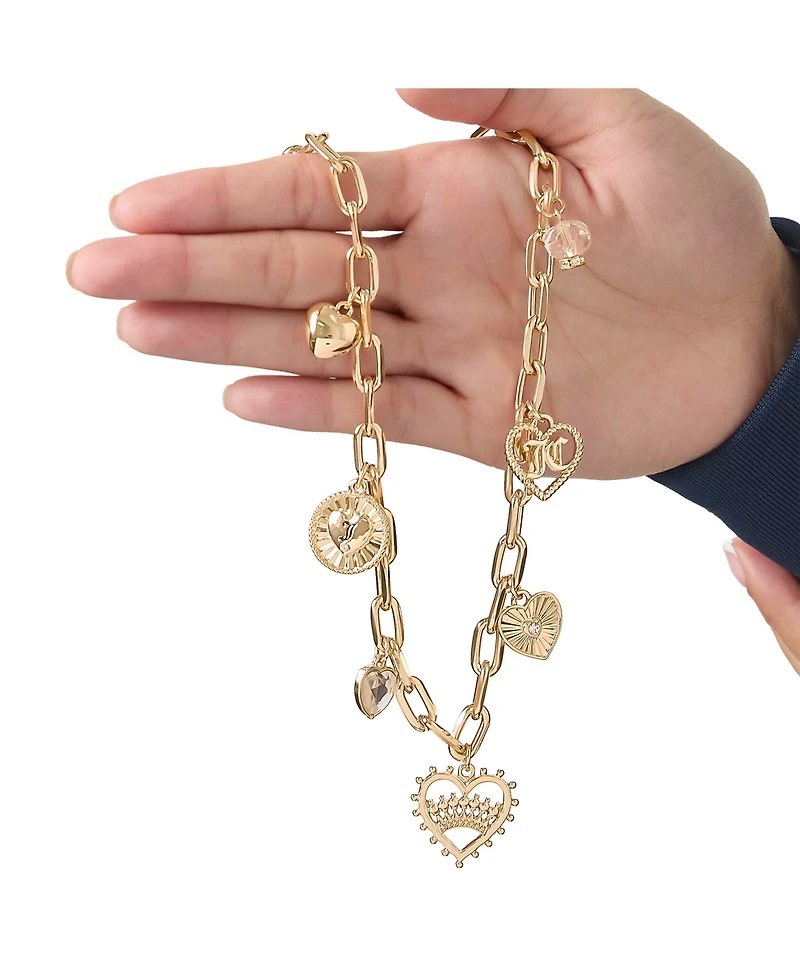 Juicy Couture Heart Juicy Logo Charm Necklace - 18+2''