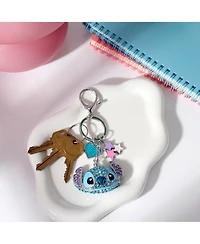 Disney Stitch Pave Crystal Keychain with Heart & Star Charms