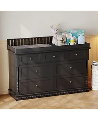 Homsee Changing Table with 7-Drawers, Guardrail Top, Anti-Tip Safety Feature