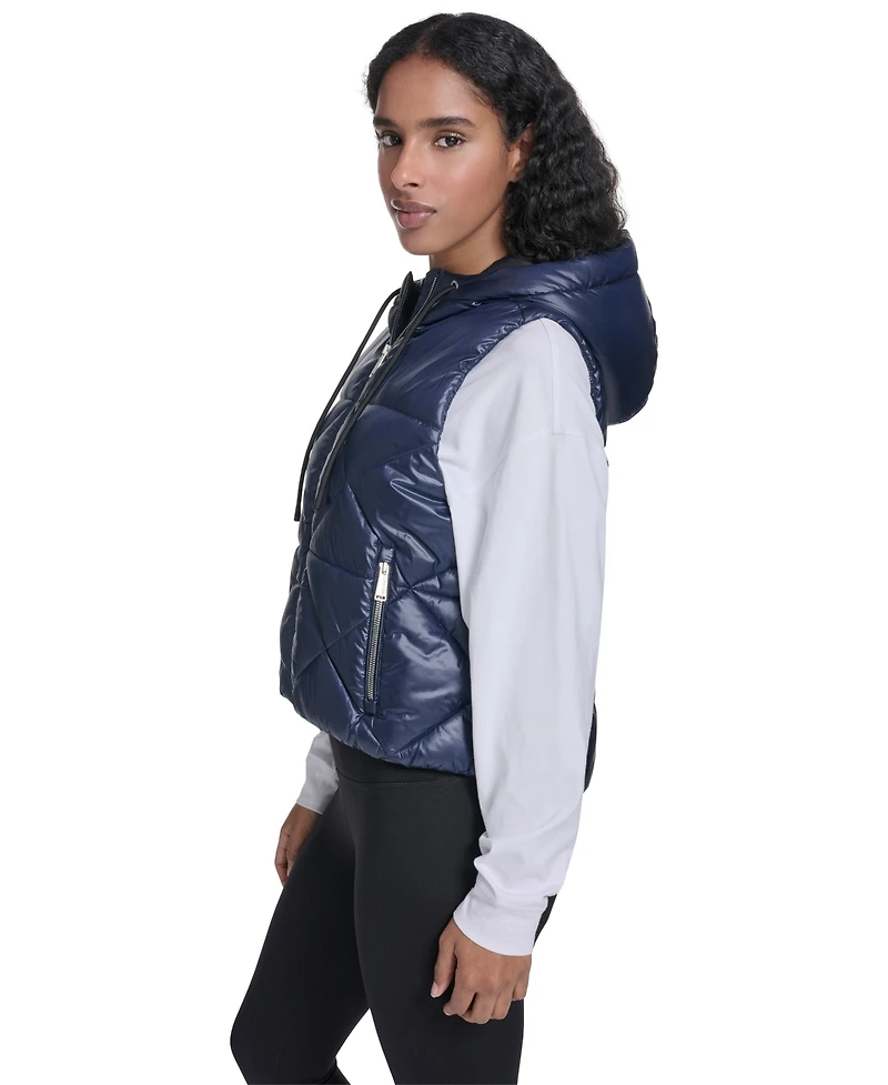 Calvin Klein Women's Performance Diamond Quilt Hooded Puffer Vest