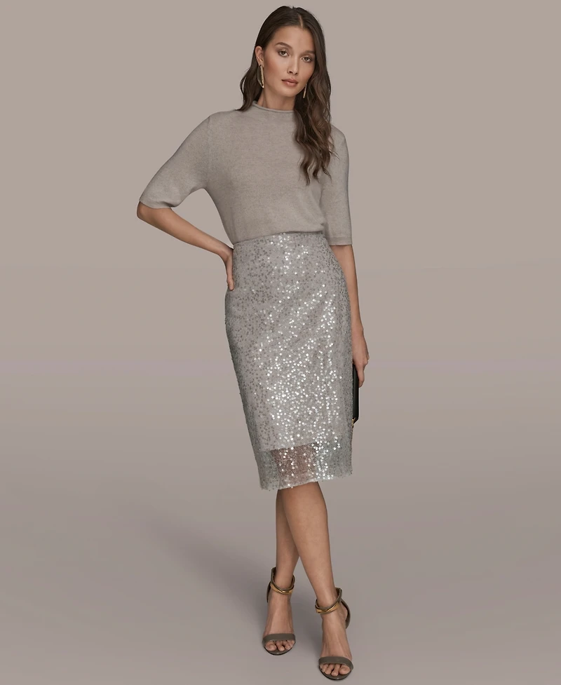 Donna Karan New York Women's Sequin Detail Mesh Pencil Skirt