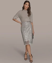 Donna Karan New York Women's Sequin Detail Mesh Pencil Skirt