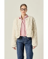 English Factory Women's Knit Trim Teddy Jacket