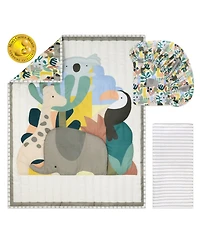 The Peanutshell Crib Bedding Set for Baby Boys and Girls, Safari Puzzle, 3 Pieces