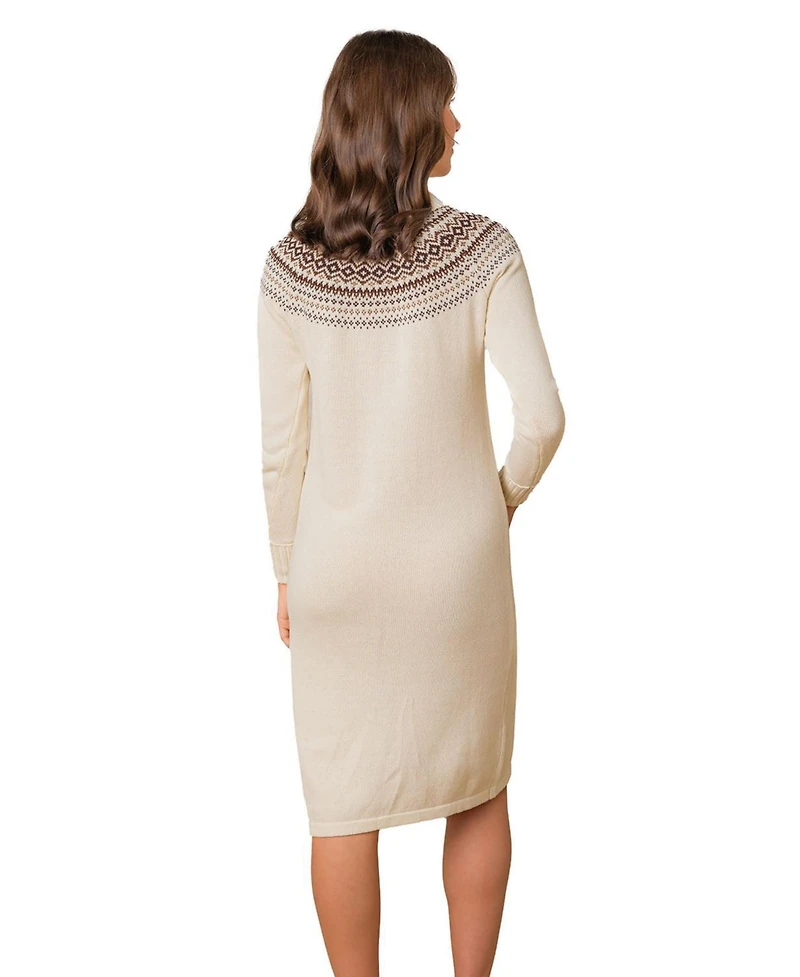 Hope & Henry Women's Organic Long Sleeve Turtleneck Intarsia Sweater Dress