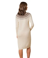 Hope & Henry Women's Organic Long Sleeve Turtleneck Intarsia Sweater Dress