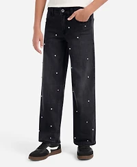 abercrombie kids Girls High-Rise Embellished Wide Leg Jeans