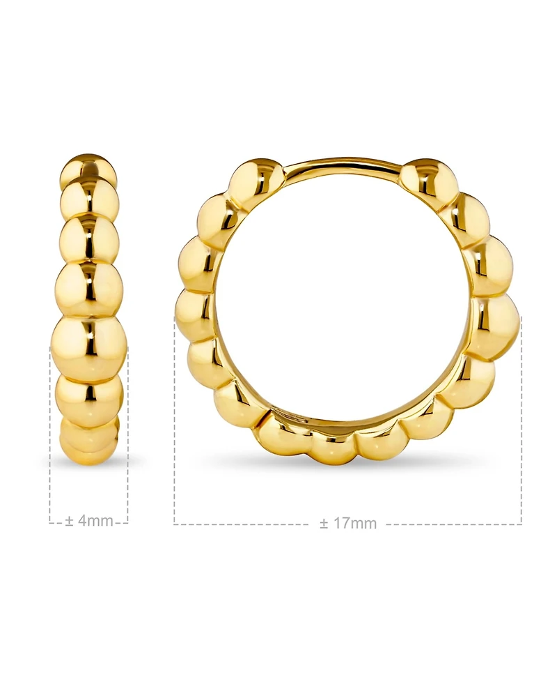 Devata Beaded Ball Hoop Earrings in Gold Plated Sterling Silver