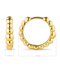 Devata Beaded Ball Hoop Earrings in Gold Plated Sterling Silver