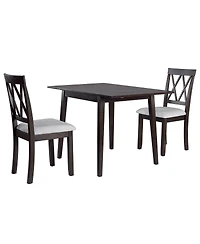 Maison Boucle 3-Piece Folding Dining Table Set with Drop Leaf and 2 Padded Chairs, Compact Breakfast Nook for Small Spaces