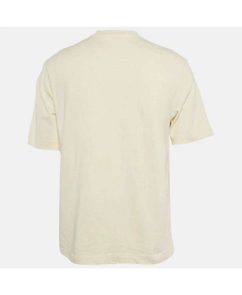 Pre-Owned Jacquemus Men's Off-White Cotton Banana Patch Detail Crew Neck T-Shirt