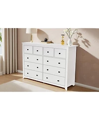 Casainc Modern 10-Drawer Storage Cabinet Dresser Wide Chest of Drawer
