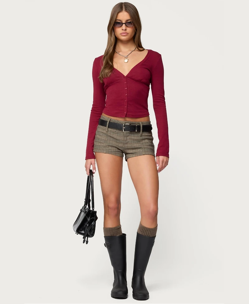 Edikted Women's Charla V Neck Button Up Top